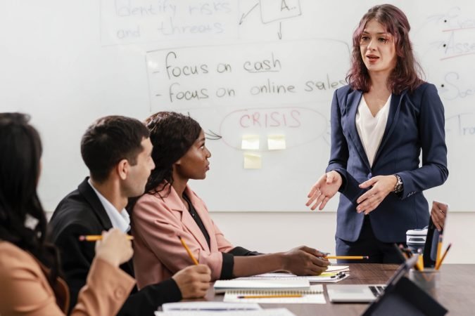 close-up-woman-leading-team