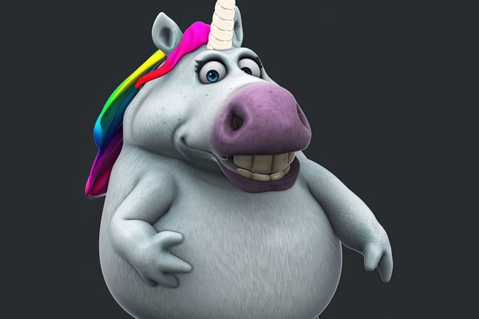 Fun 3D cartoon unicorn dancing